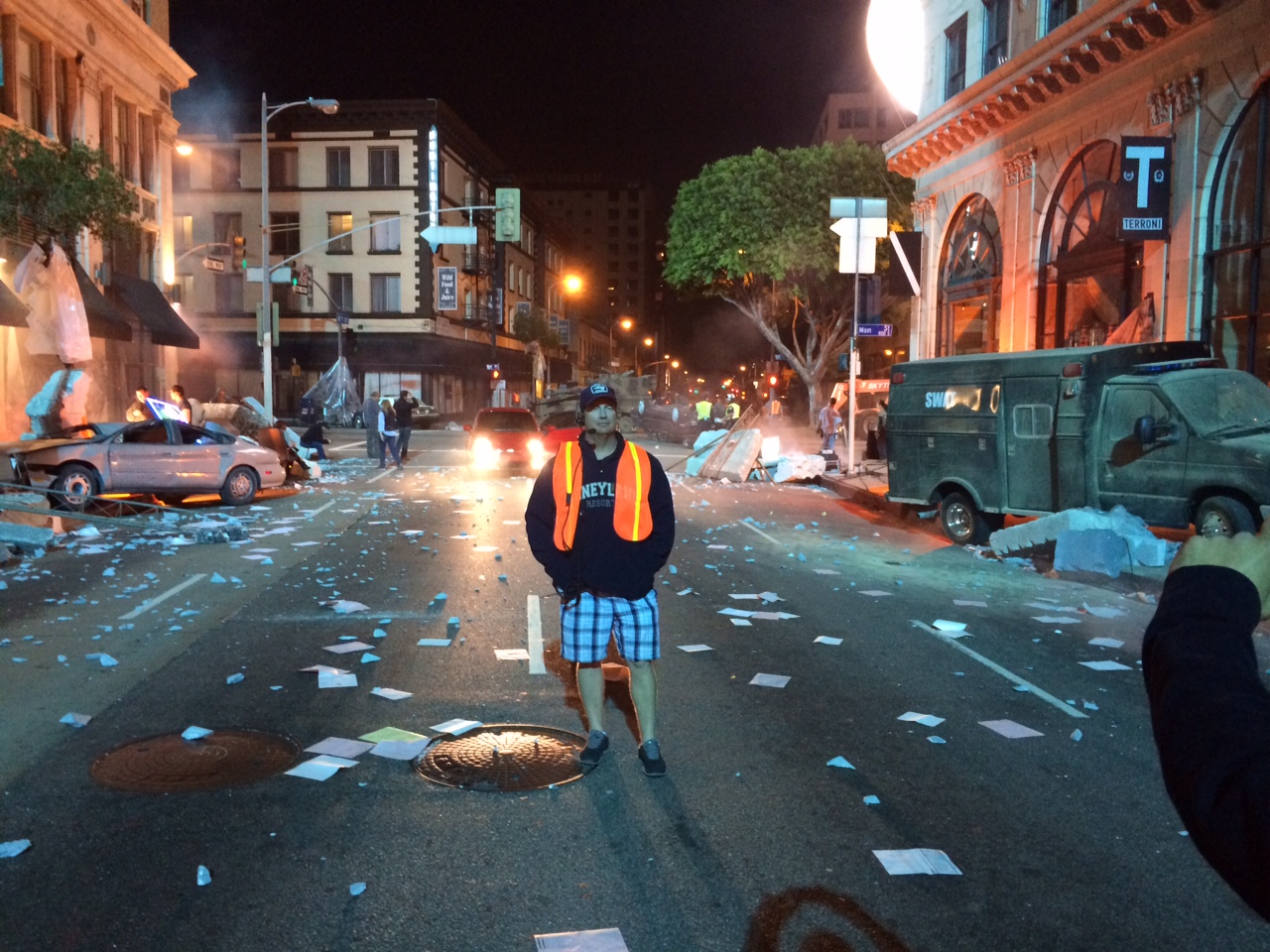 Sean Lee Harner on set — Los Angeles night shoot, controlled chaos